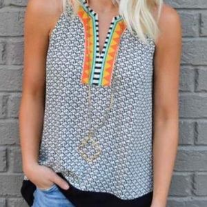 THML MARA Embroidered BOHO Tank | Size S